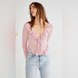 Free People - Ophelia Ruffled Frill Top in Smoked Pink